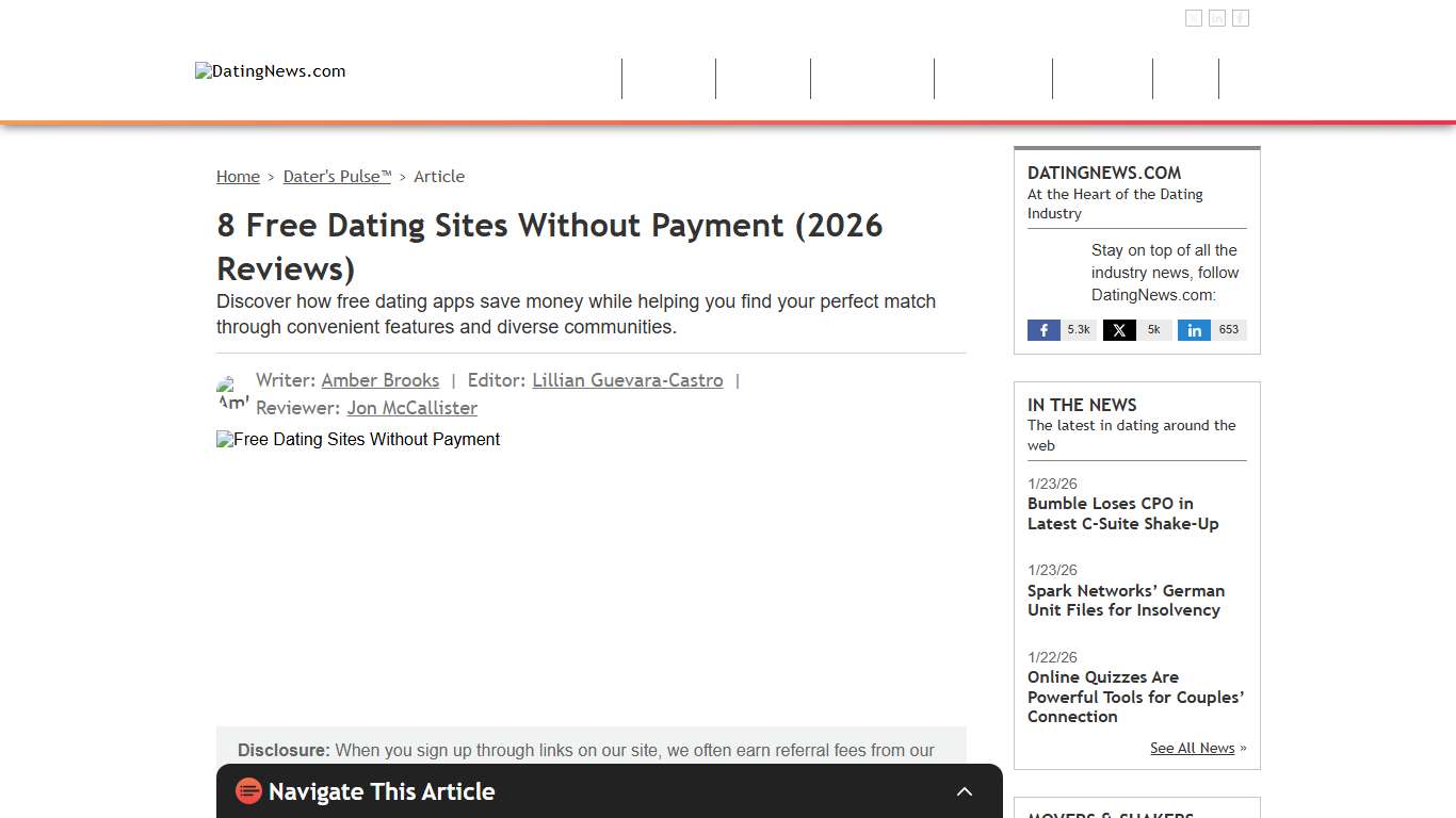 8 Free Dating Sites Without Payment (2026 Reviews)